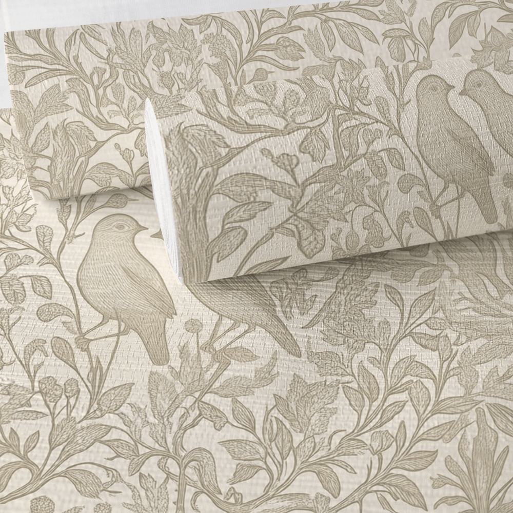 Birdsong Faux Grasscloth Wallpaper - Painted Paper