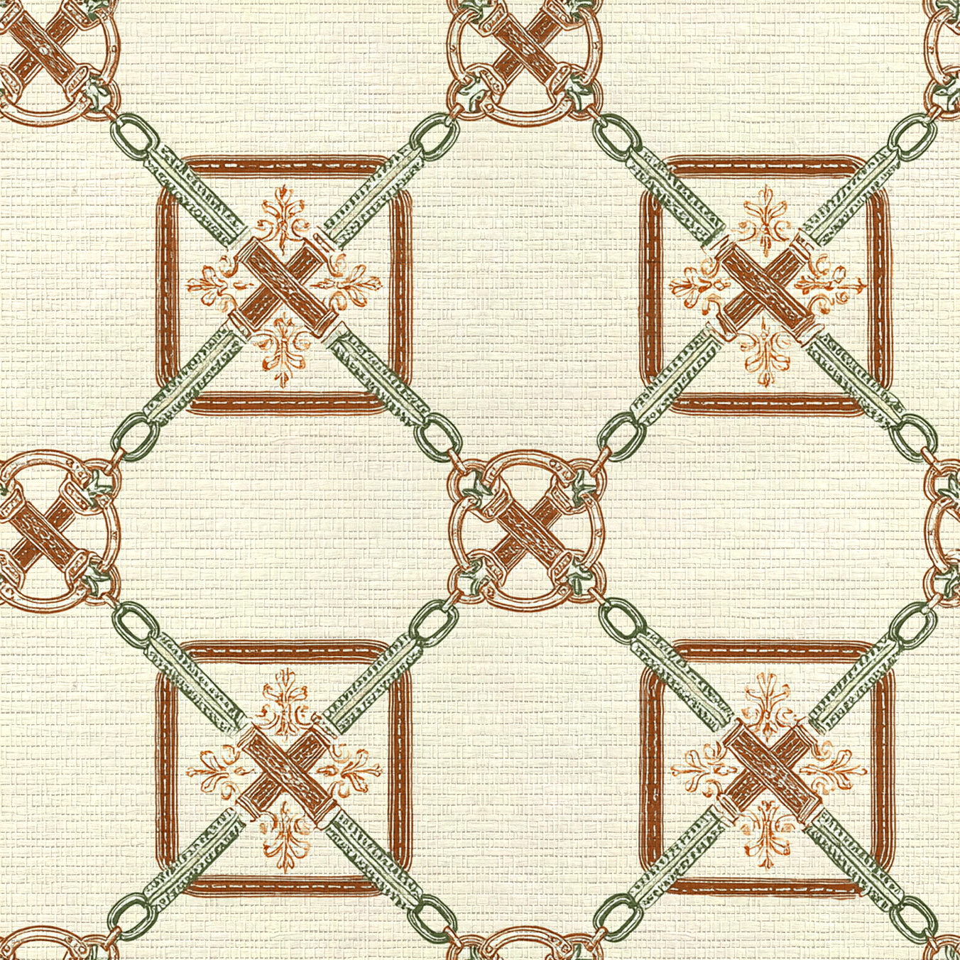 Bit & Bridle Lattice Faux Grasscloth Wallpaper