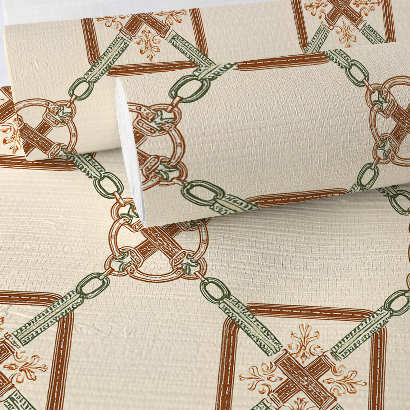 Bit & Bridle Lattice Faux Grasscloth Wallpaper
