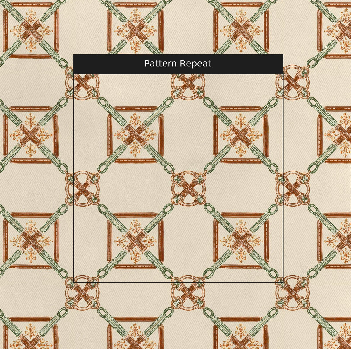 Bit & Bridle Lattice - Fabric - Painted Paper