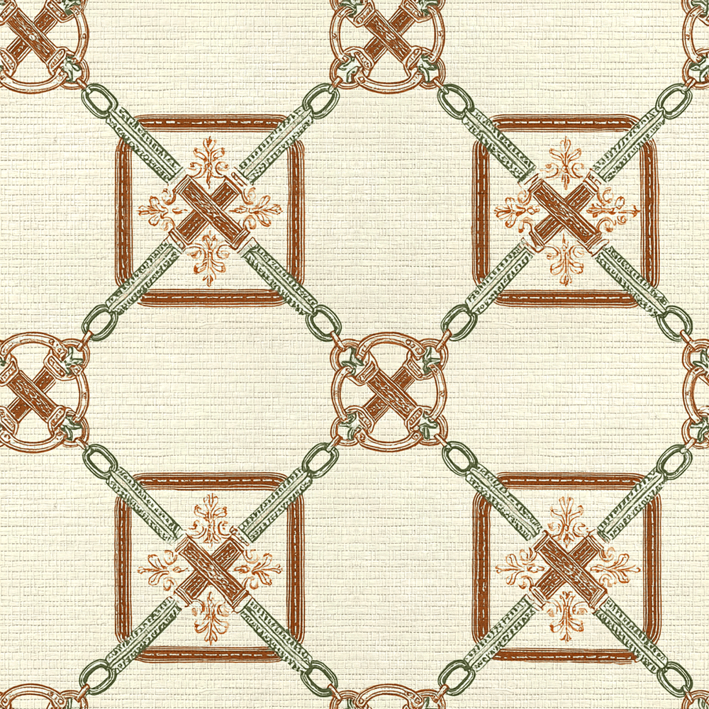 Bit & Bridle Lattice Faux Grasscloth Wallpaper - Painted Paper