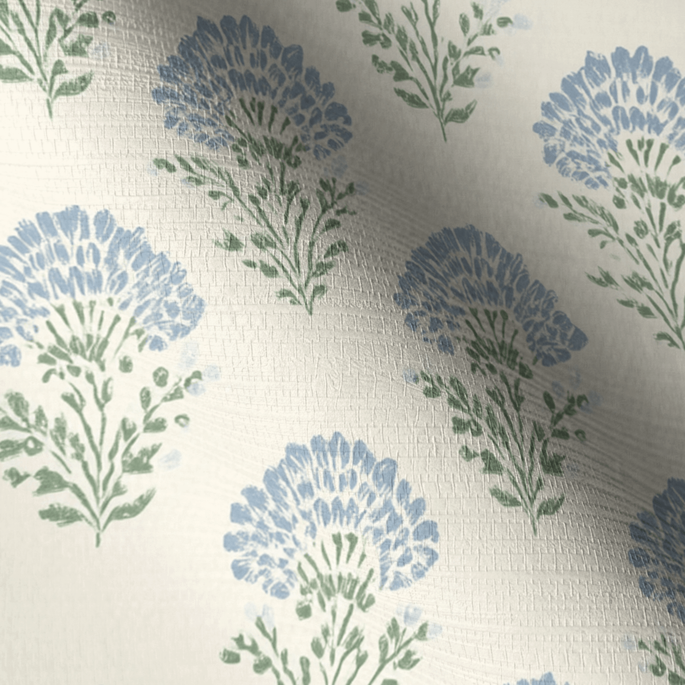 Blooming Blues Faux Grasscloth Wallpaper - Painted Paper