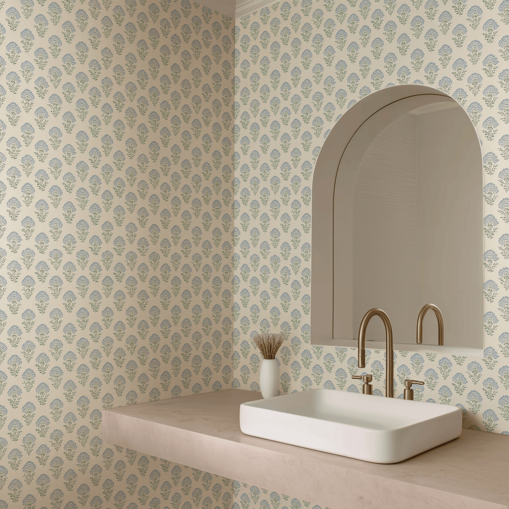 Blooming Blues Wallpaper - Painted Paper