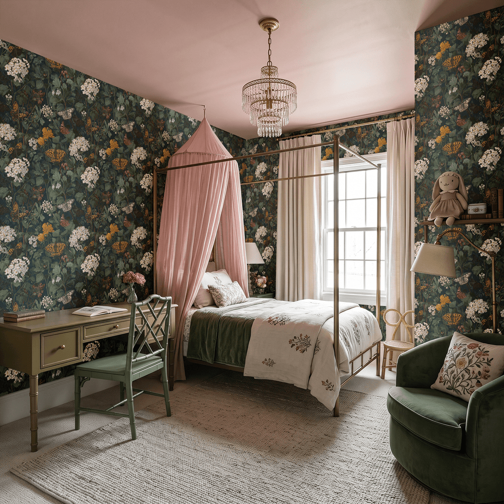 Blooming Butterly Fields Wallpaper - Painted Paper