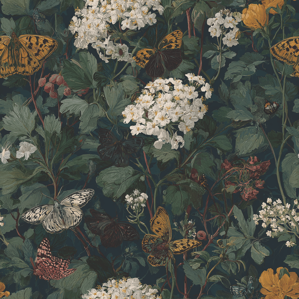 Blooming Butterly Fields Wallpaper - Painted Paper
