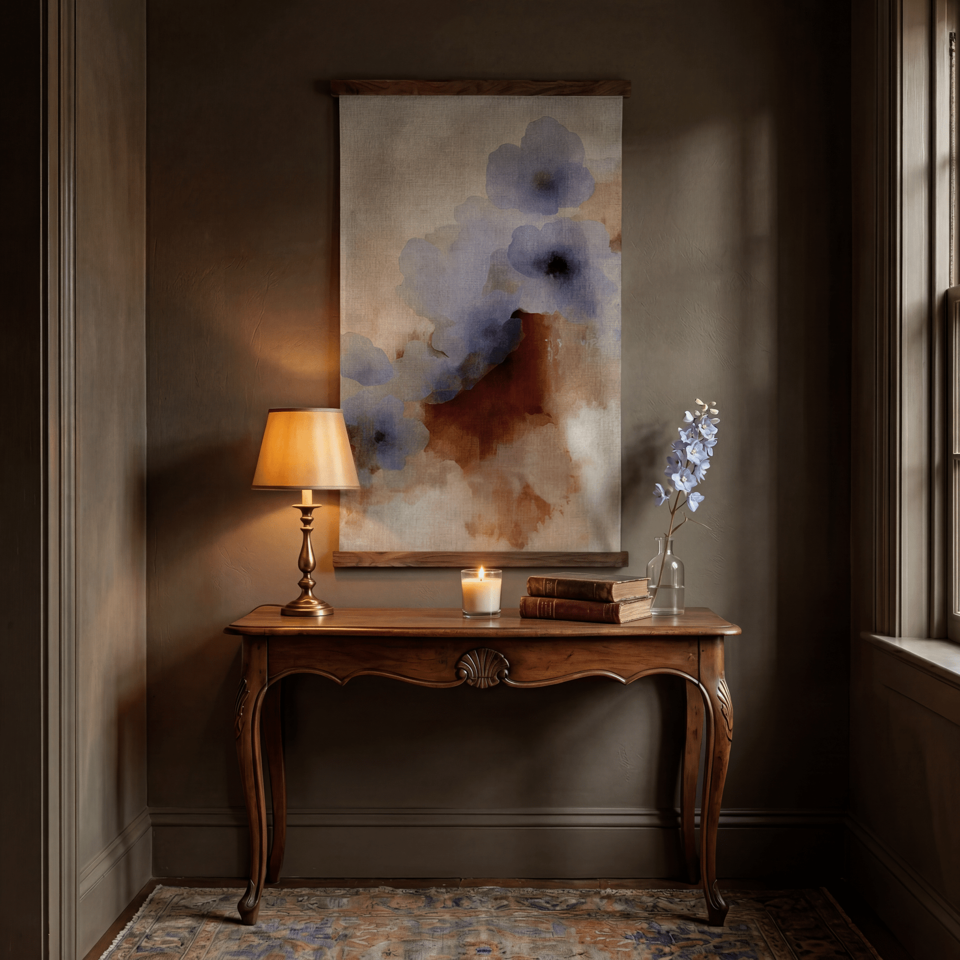 Blue Bloom Drift - Tapestry - Painted Paper