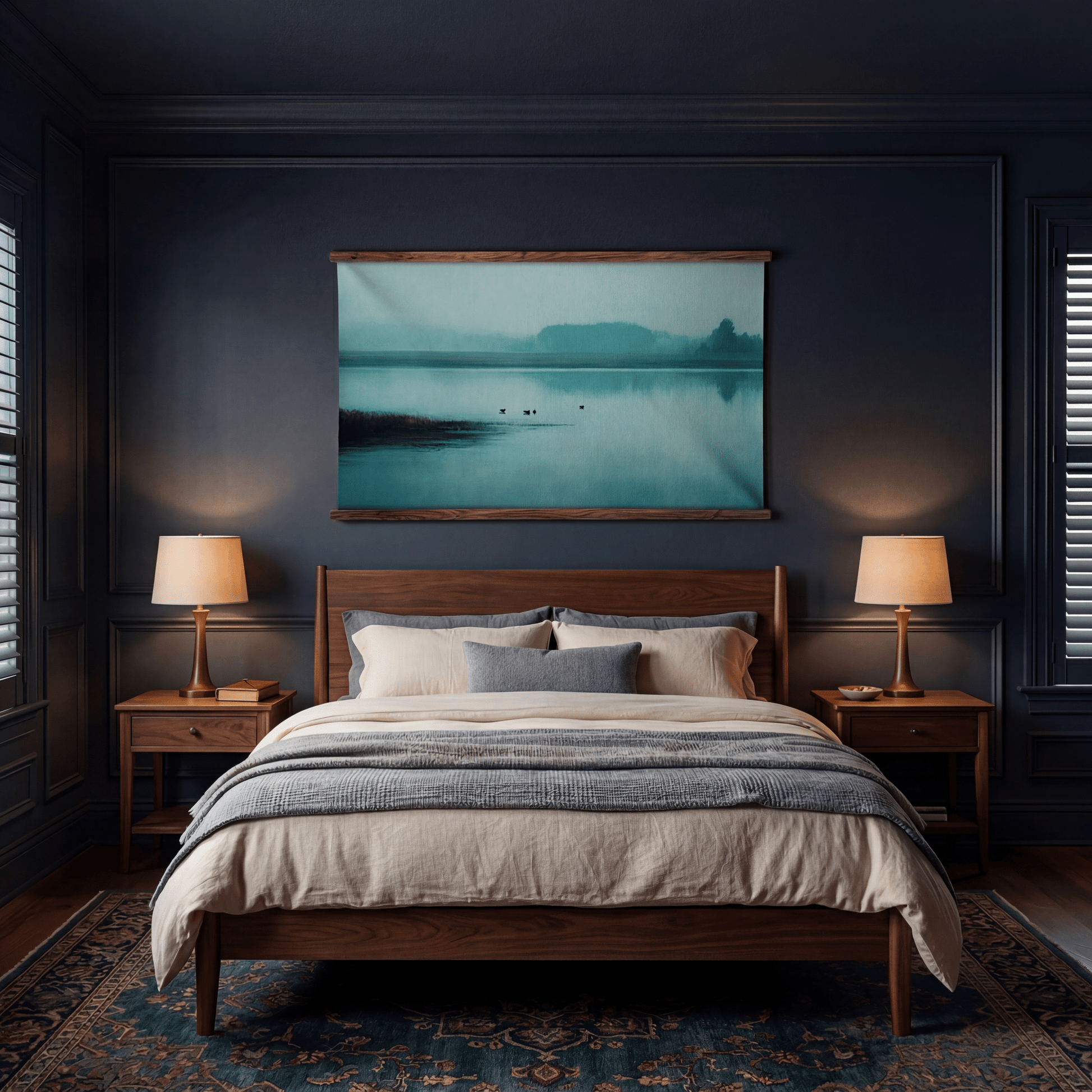 Blue Lakeside - Tapestry - Painted Paper