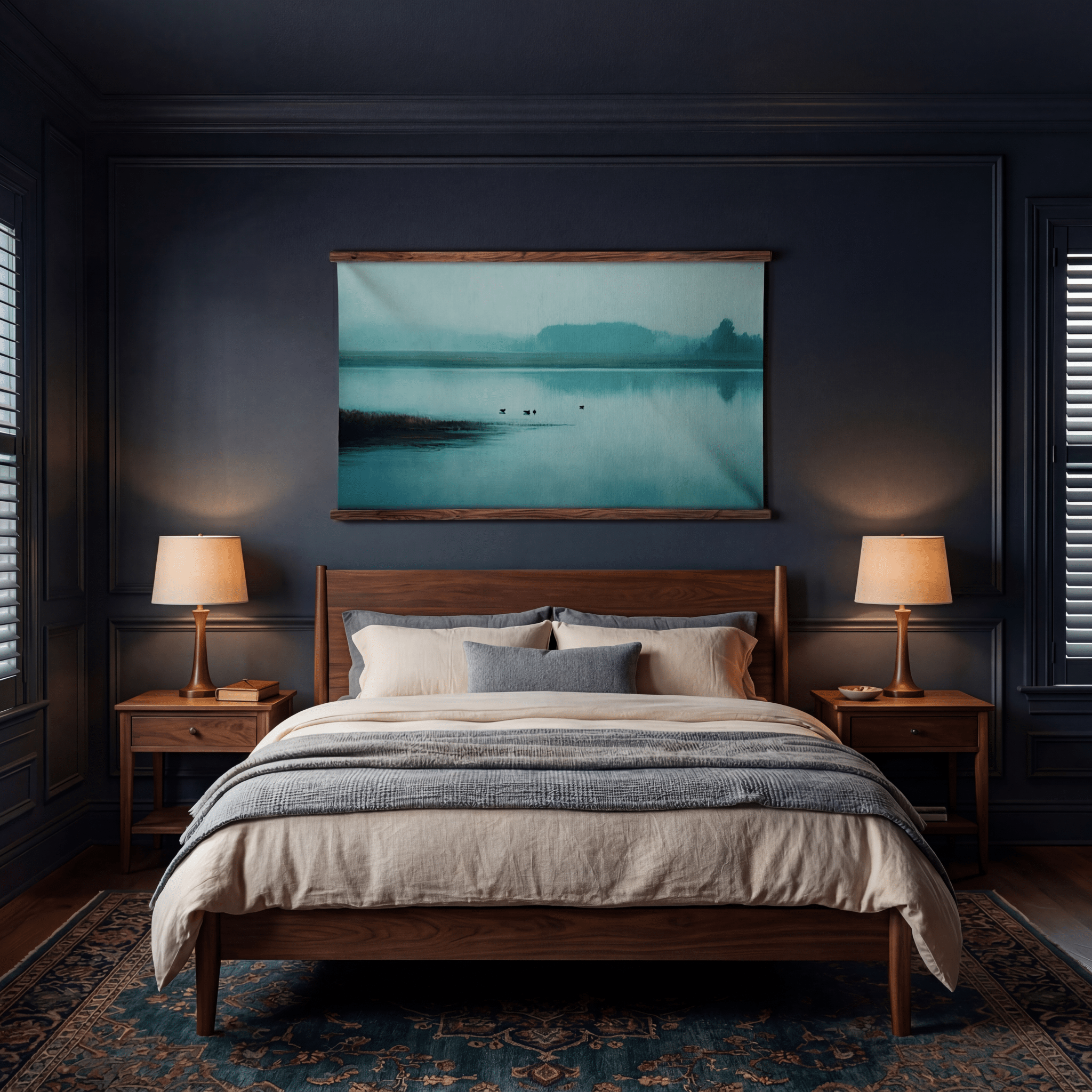Blue Lakeside - Tapestry - Painted Paper