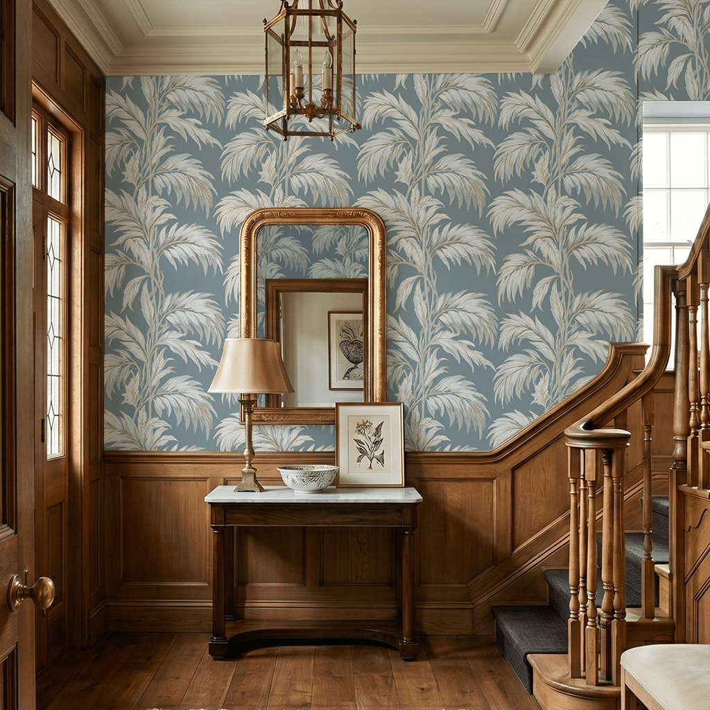 Blue Leaf - Wall Mural - Painted Paper