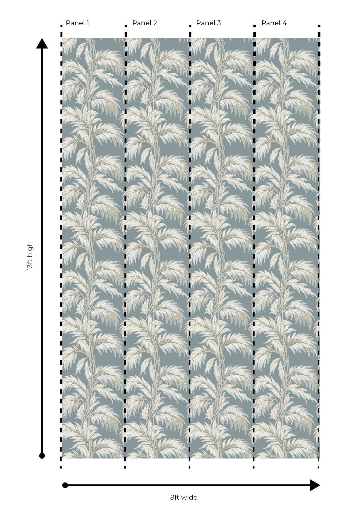 Blue Leaf - Wall Mural - Painted Paper