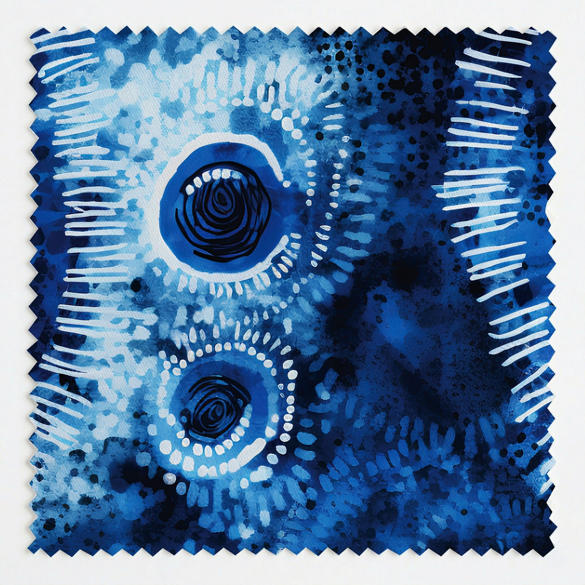 Blue Solar Swirl - Fabric - Painted Paper