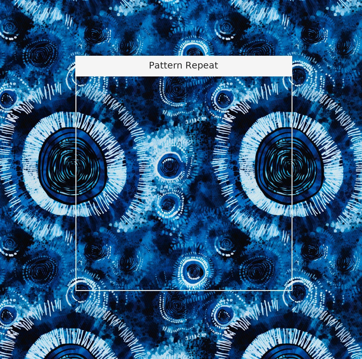 Blue Solar Swirl - Fabric - Painted Paper