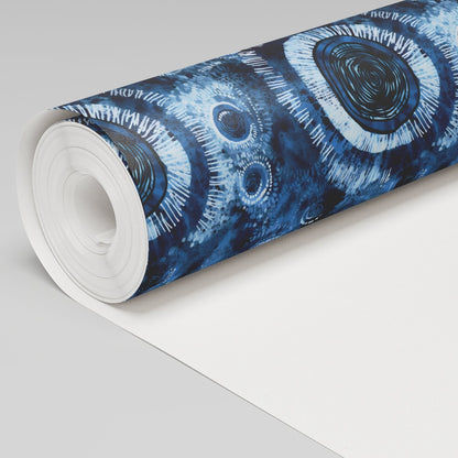 Blue Solar Swirl Wallpaper - Painted Paper