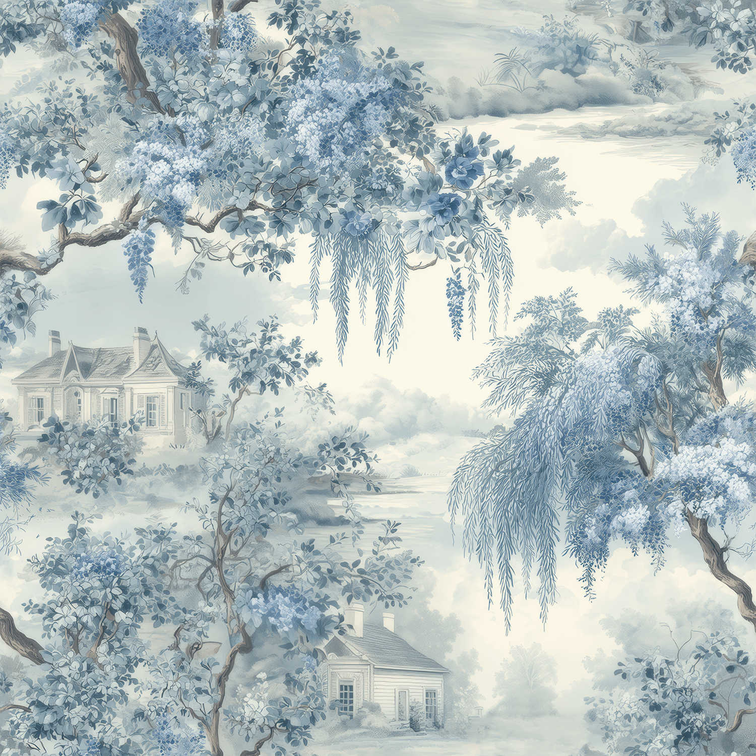 Blue Willow Wallpaper - Painted Paper