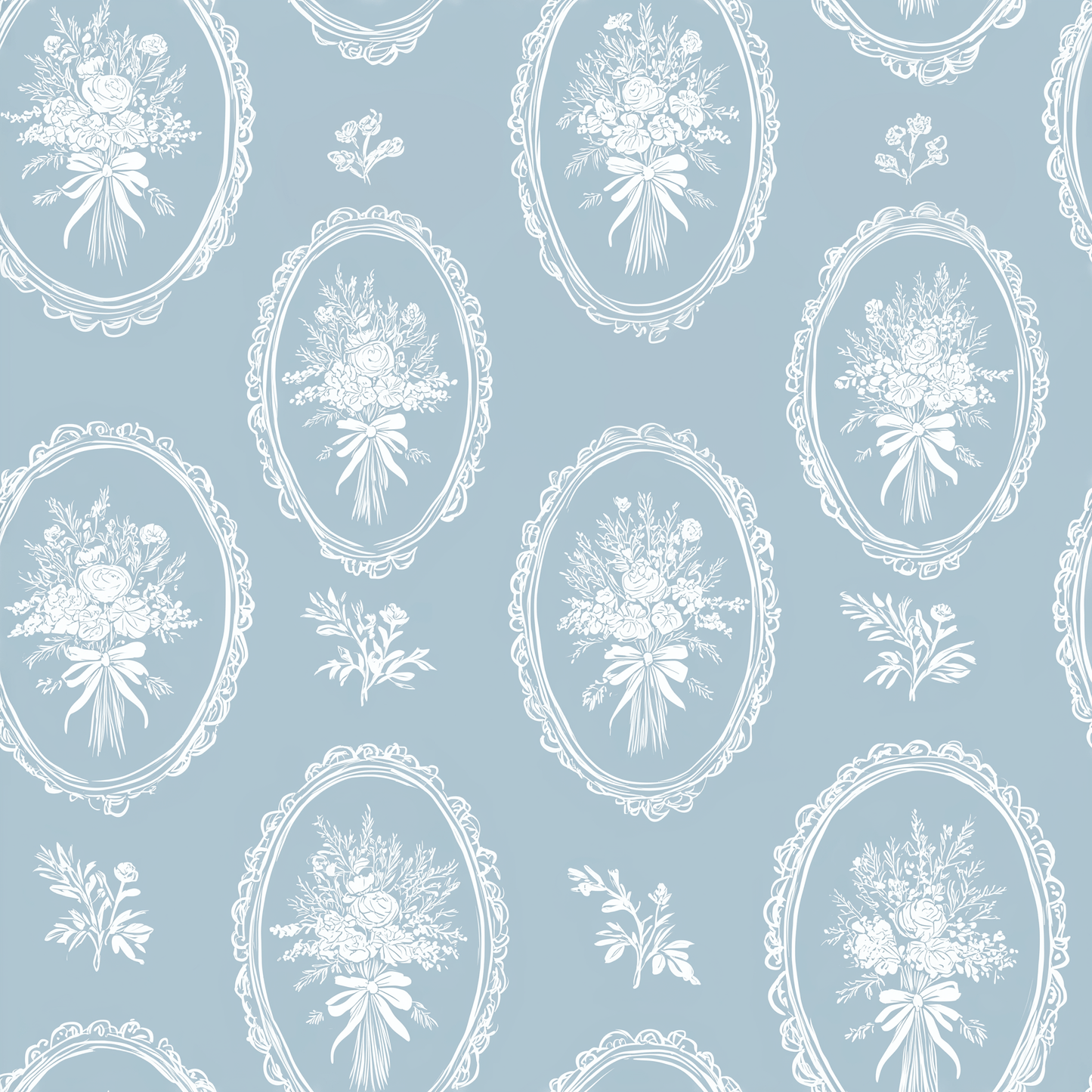 Blue Wreath Wallpaper - Painted Paper