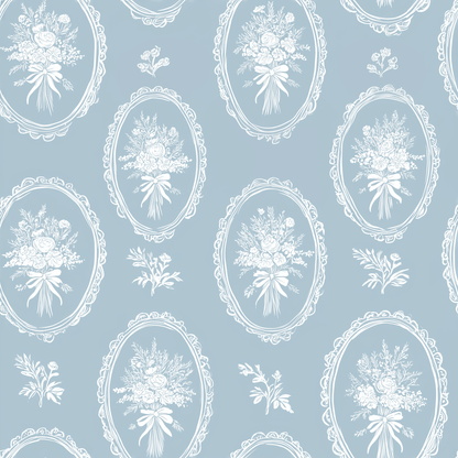 Blue Wreath Wallpaper - Painted Paper