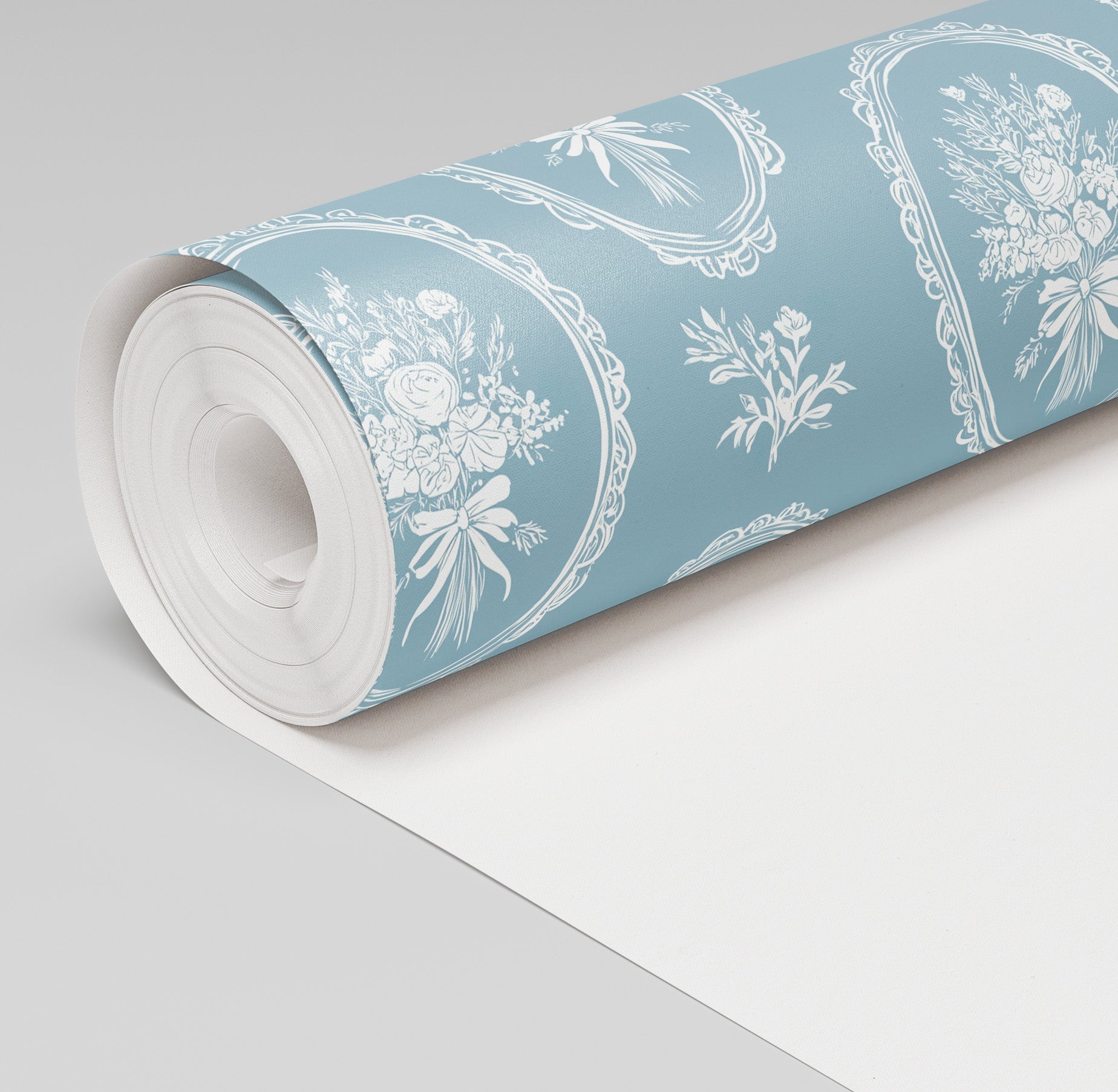 Blue Wreath Wallpaper - Painted Paper