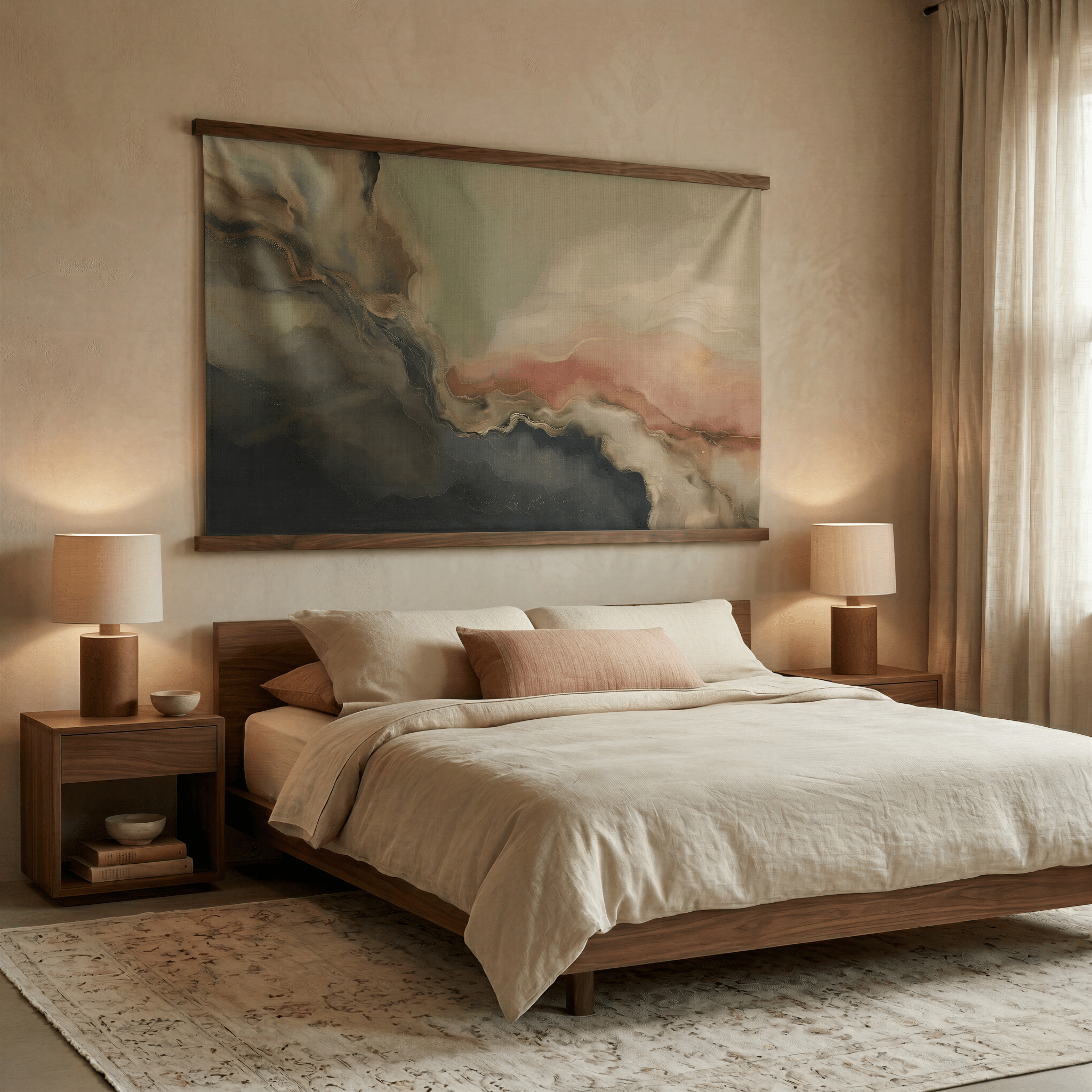 Blush Horizon - Tapestry - Painted Paper