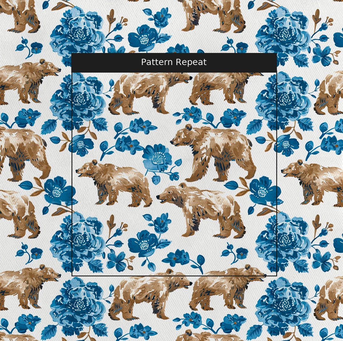 Boreal Blooms & Bears - Fabric - Painted Paper
