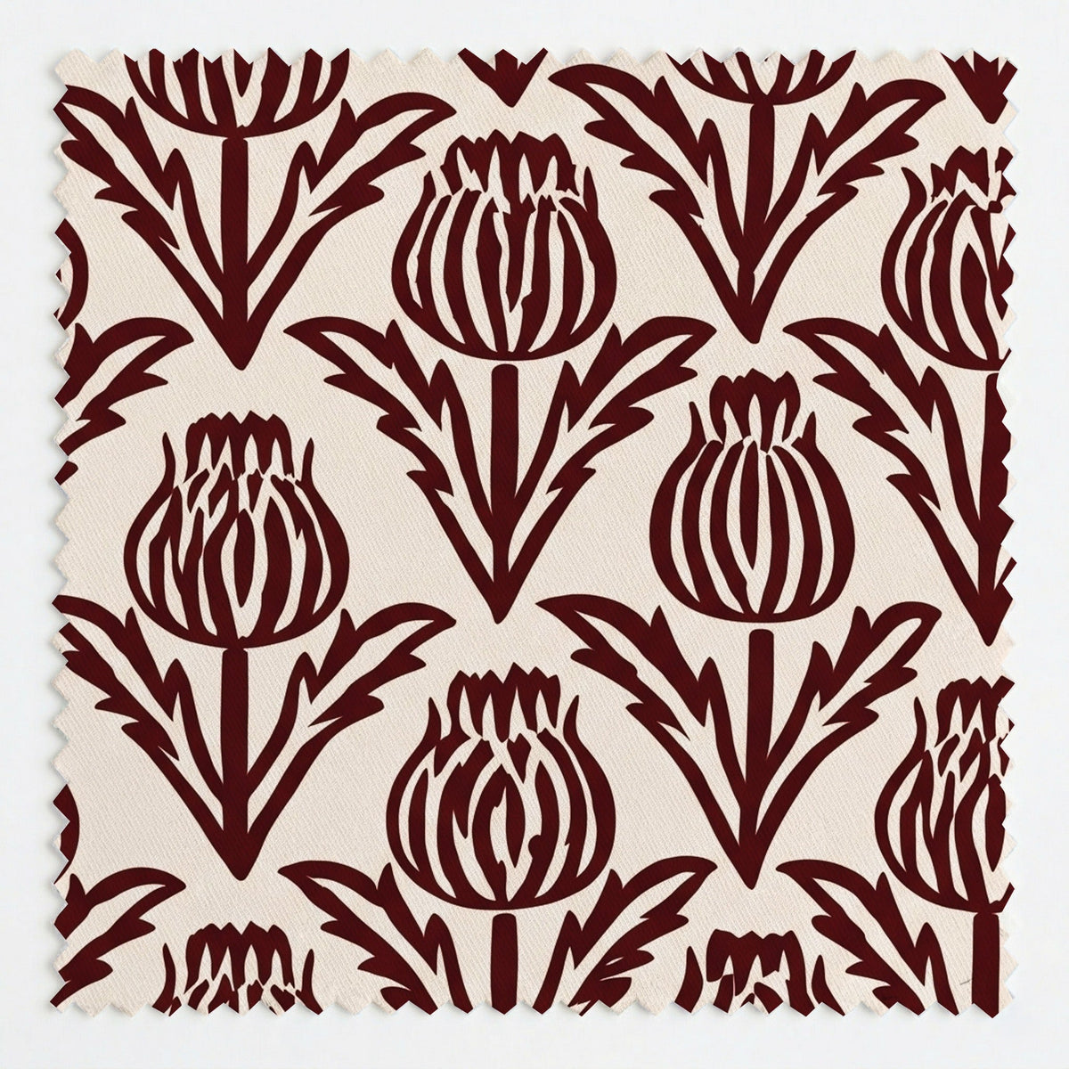 Bramble - Burgundy - Small Scale - Fabric - Painted Paper
