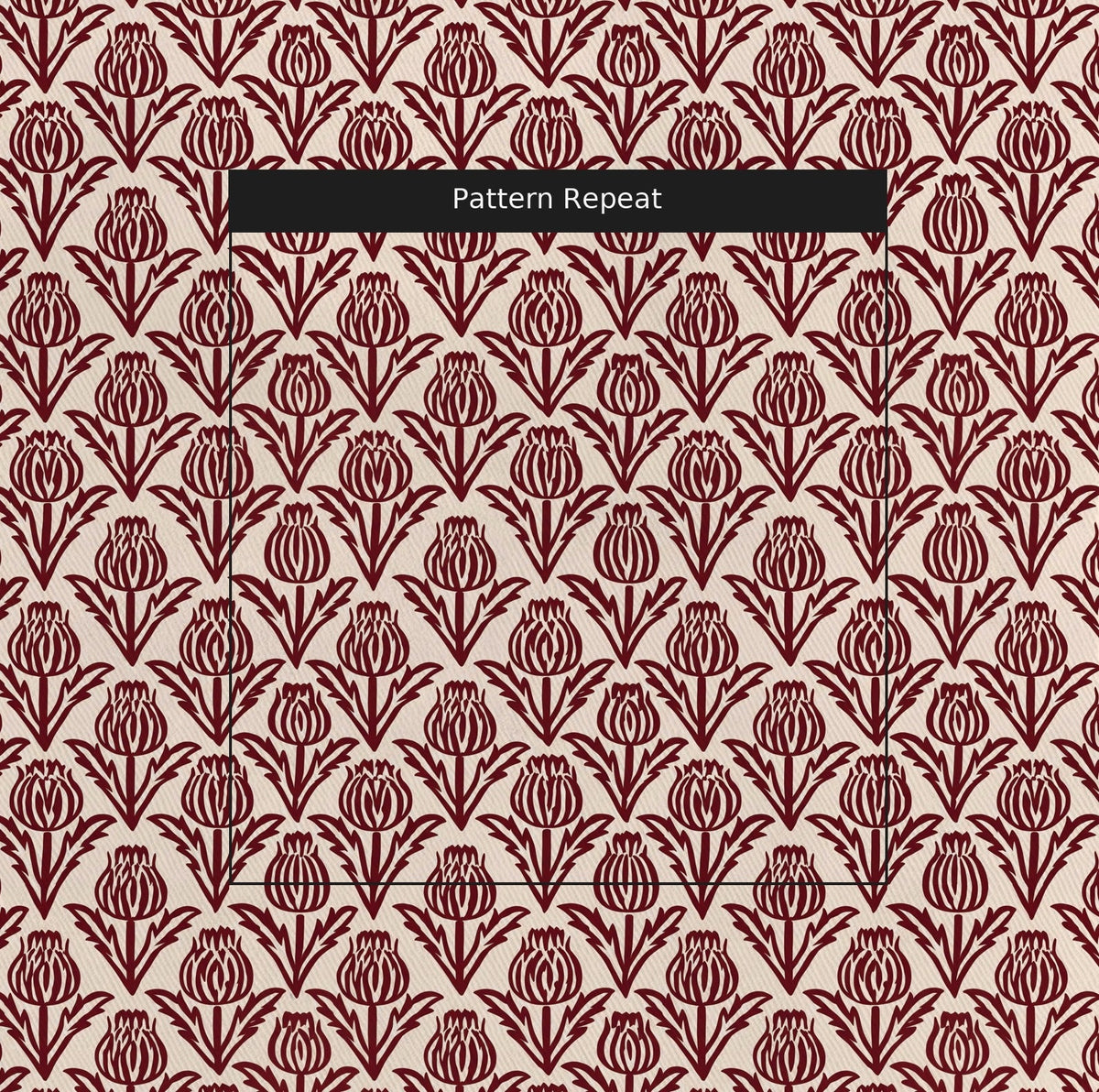 Bramble - Burgundy - Small Scale - Fabric - Painted Paper