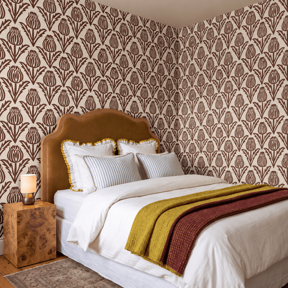 Bramble - Chocolate Faux Grasscloth Wallpaper - Painted Paper
