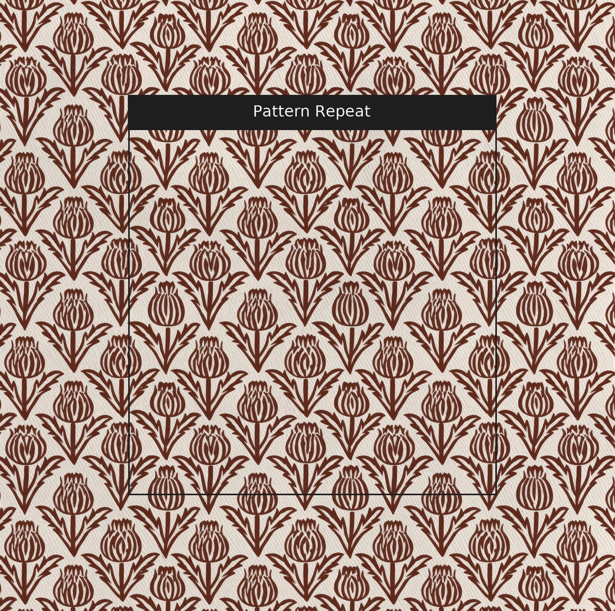Bramble - Chocolate - Small Scale - Fabric - Painted Paper