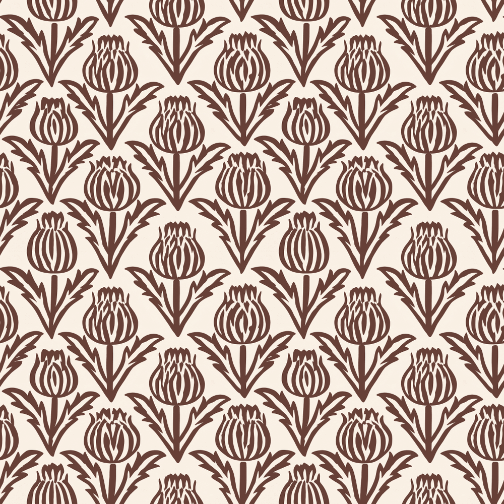 Bramble - Chocolate - Small Scale Wallpaper - Painted Paper