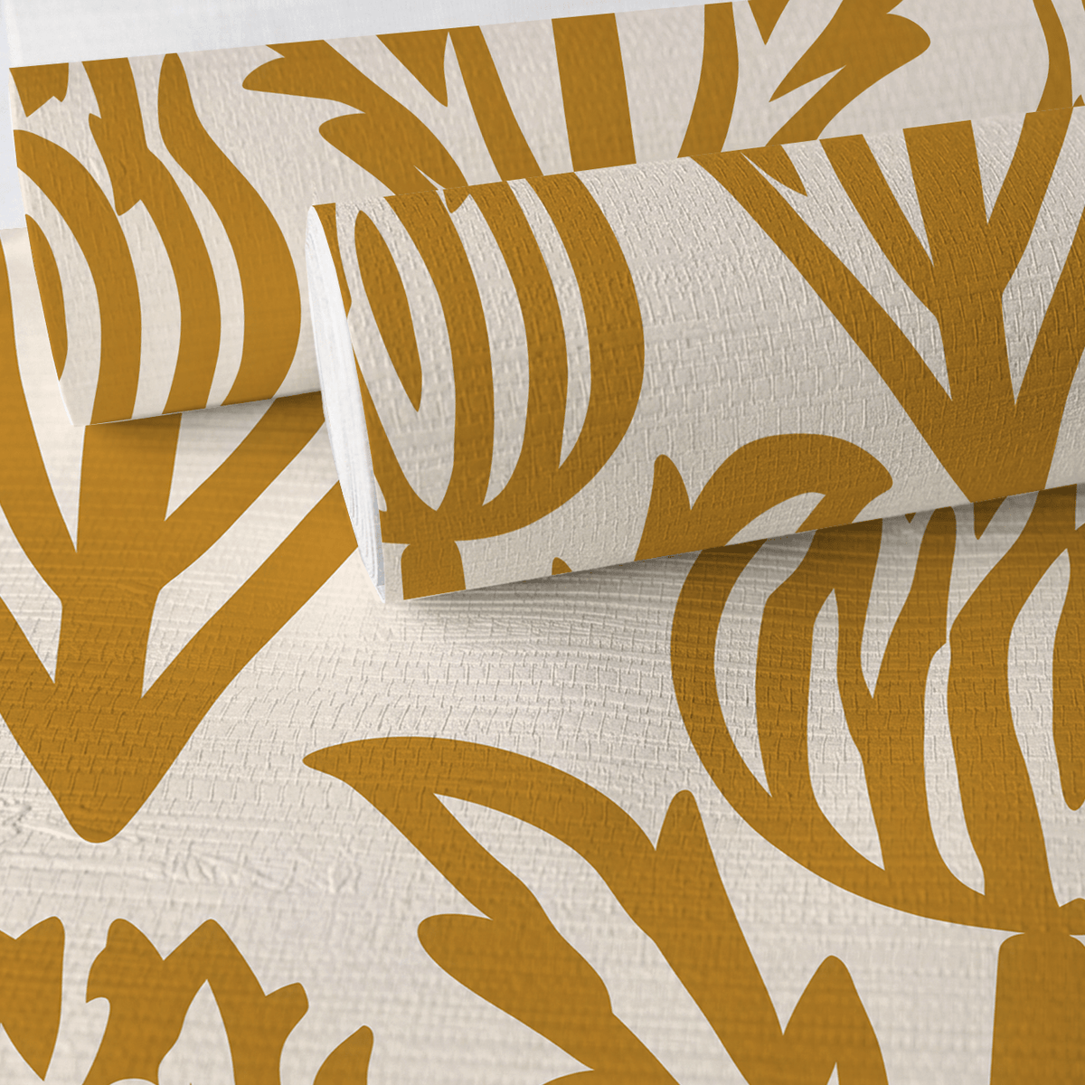 Bramble - Mustard Faux Grasscloth Wallpaper - Painted Paper