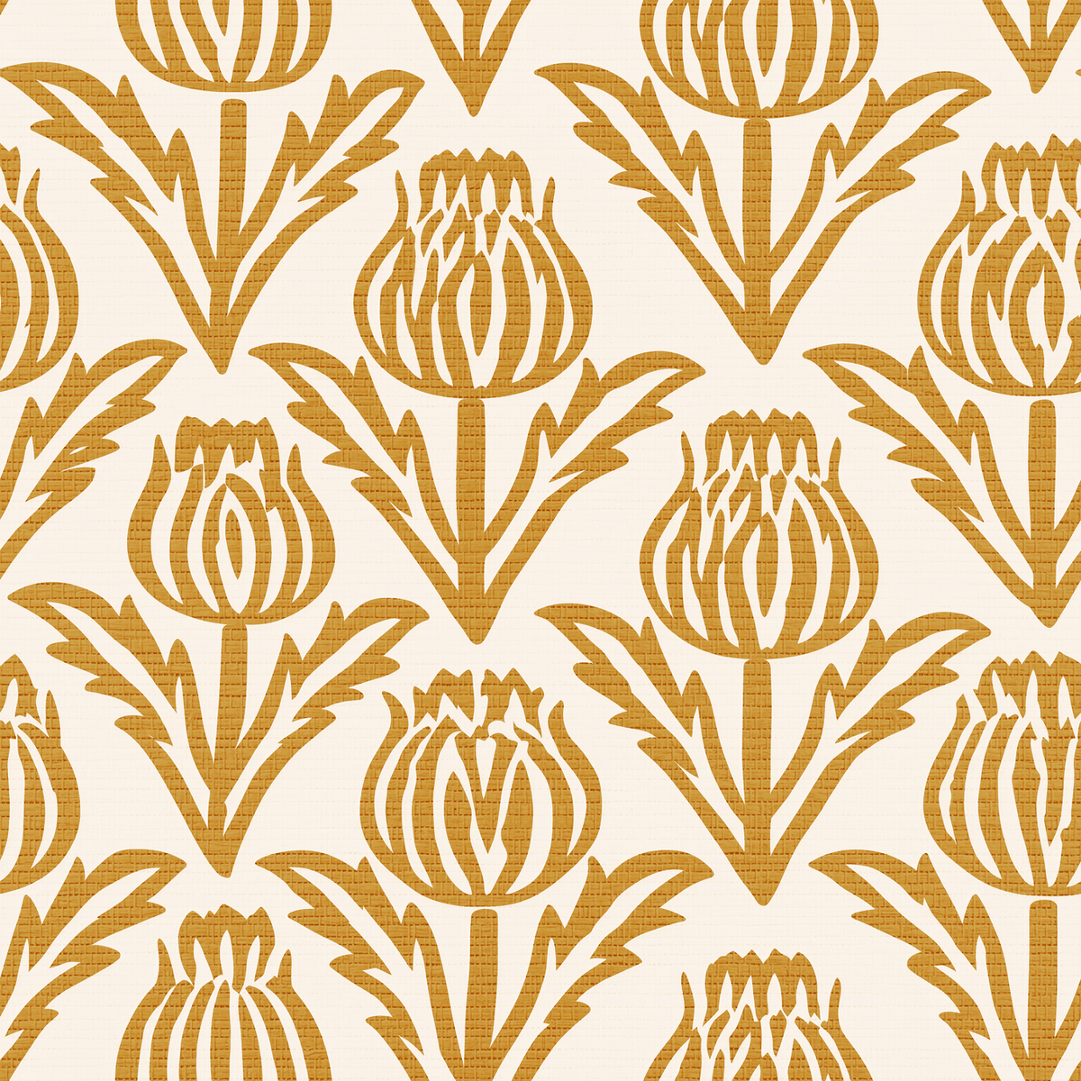 Bramble - Mustard Faux Grasscloth Wallpaper - Painted Paper