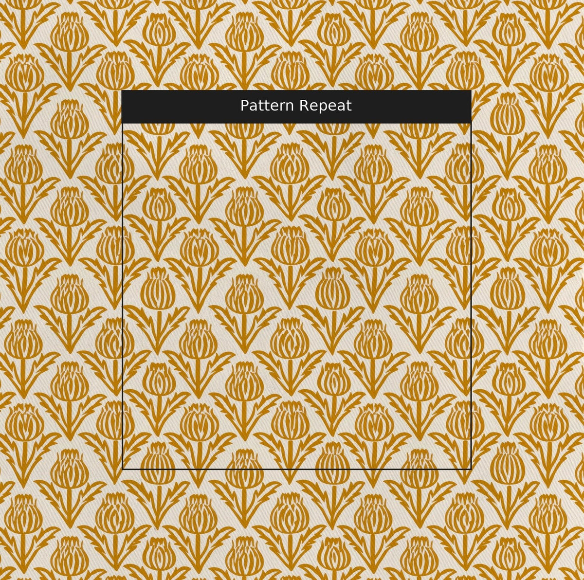Bramble - Mustard - Small Scale - Fabric - Painted Paper