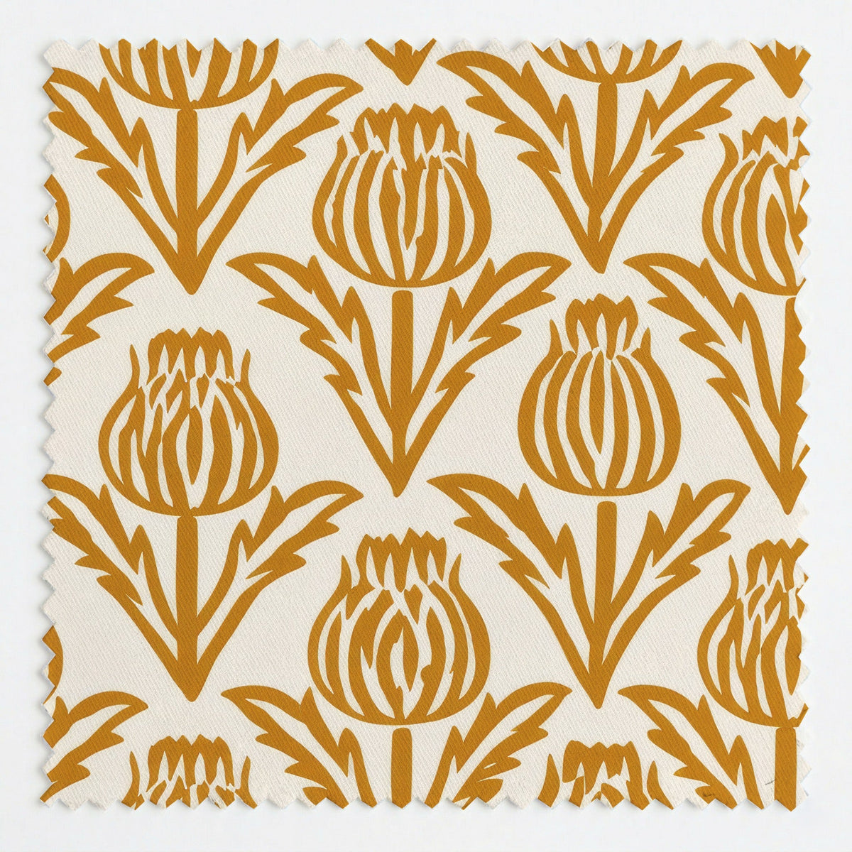 Bramble - Mustard - Small Scale - Fabric - Painted Paper