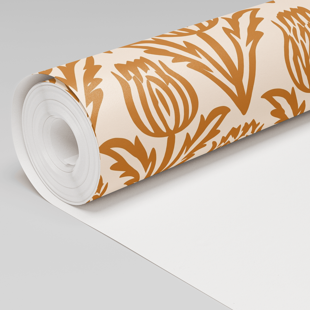 Bramble - Mustard Wallpaper - Painted Paper