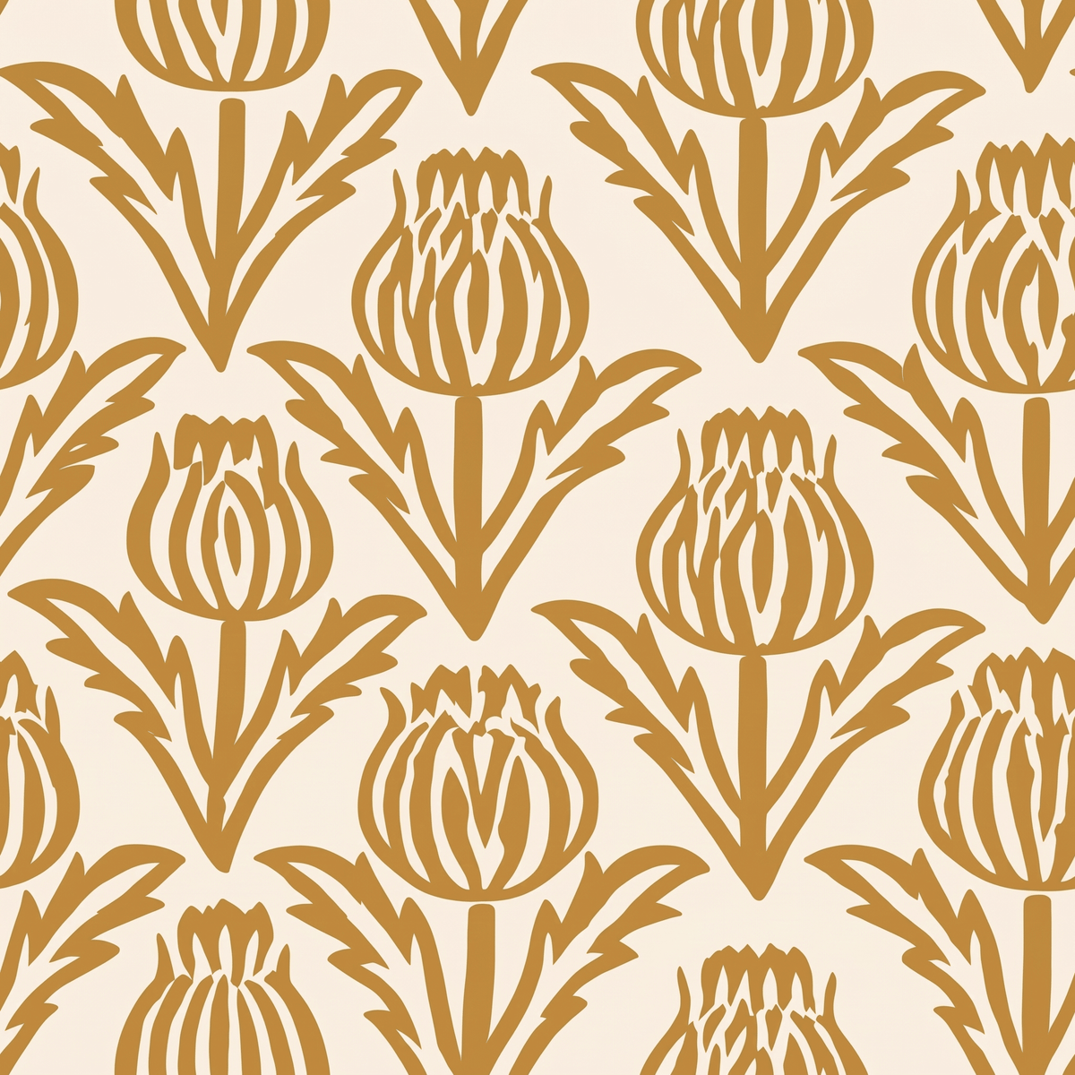 Bramble - Mustard Wallpaper - Painted Paper