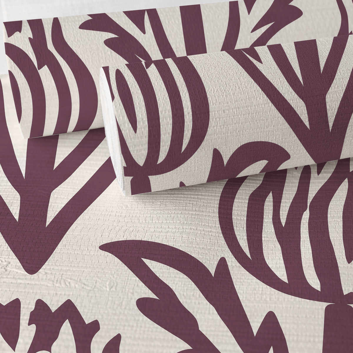 Bramble - Purple Faux Grasscloth Wallpaper - Painted Paper