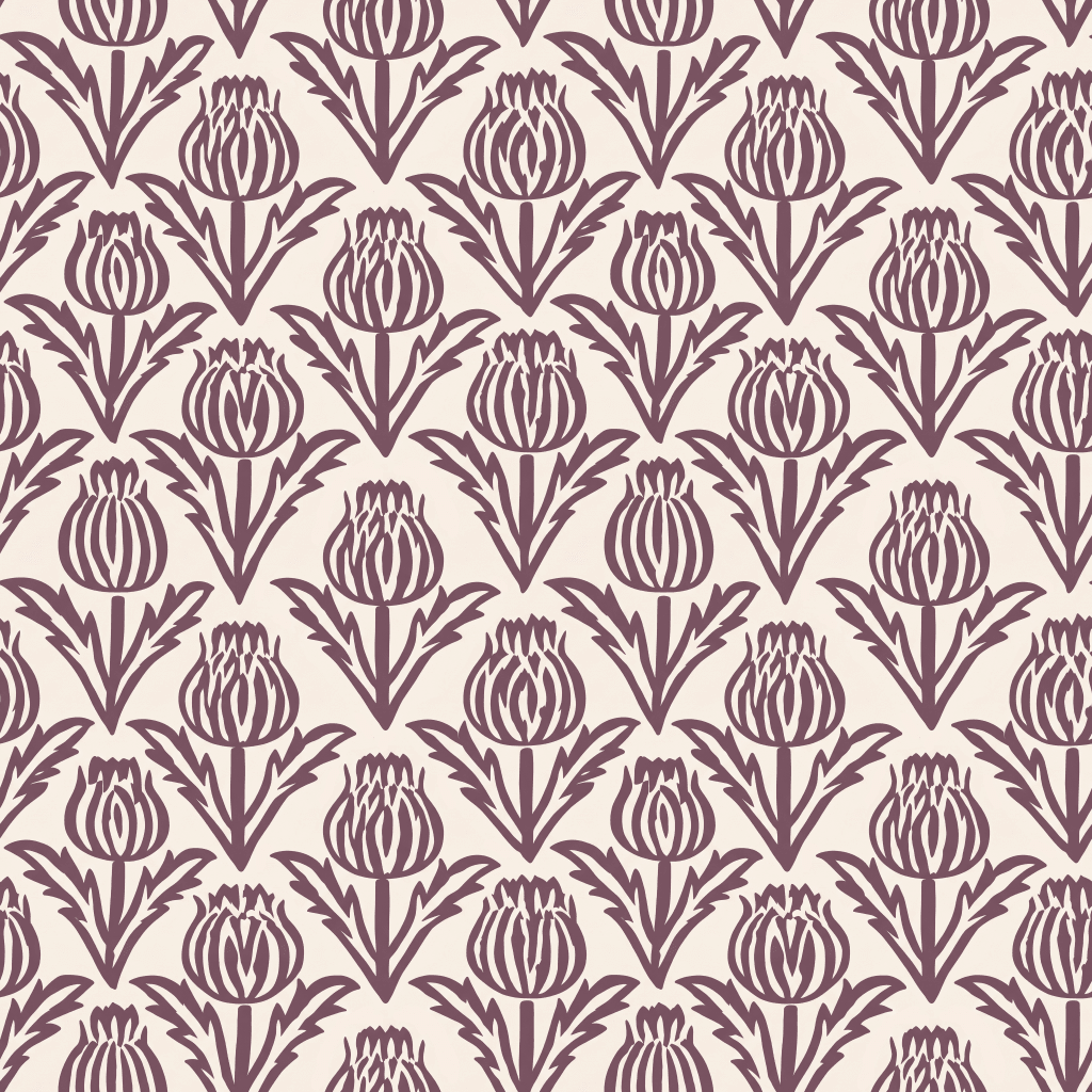 Bramble - Purple - Small Scale Wallpaper - Painted Paper