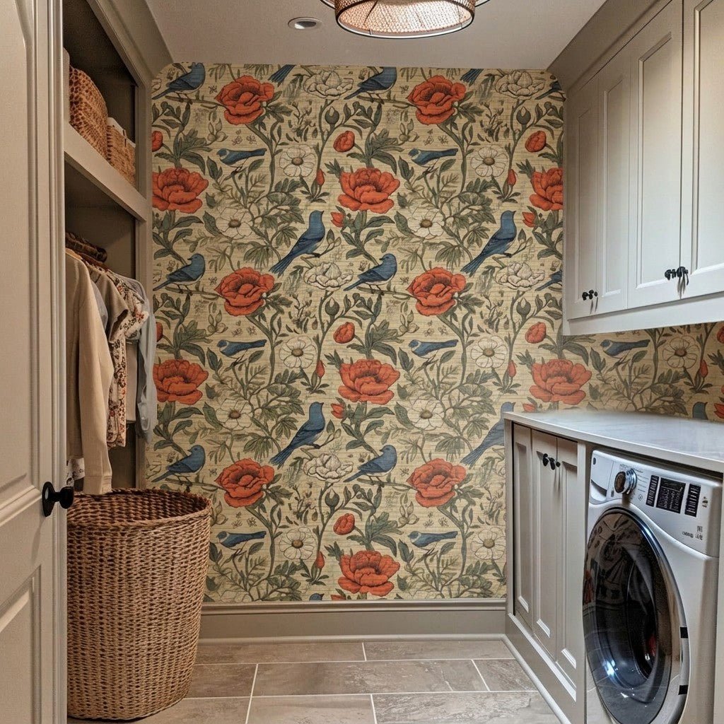Brookley Vintage Faux Grasscloth Wallpaper - Painted Paper