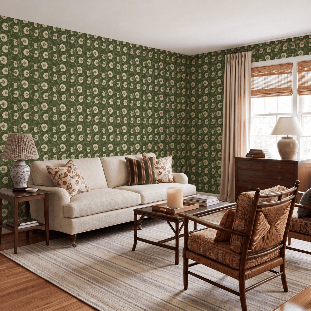 Brookside Vine Faux Grasscloth Wallpaper - Painted Paper