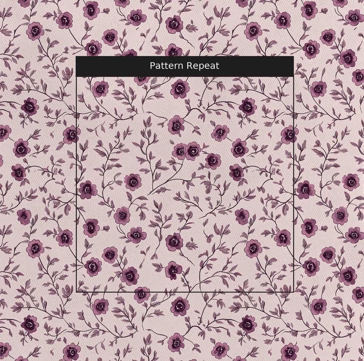 Burgundy Meadow - Fabric - Painted Paper