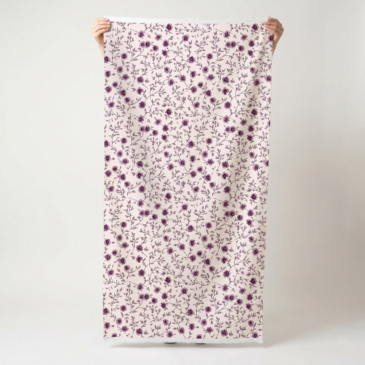 Burgundy Meadow - Fabric - Painted Paper