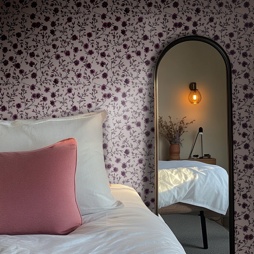 Burgundy Meadow - Painted Paper