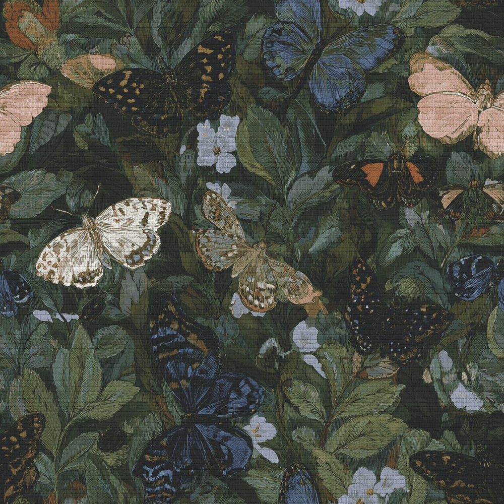 Butterfly Blooms Faux Grasscloth Wallpaper - Painted Paper
