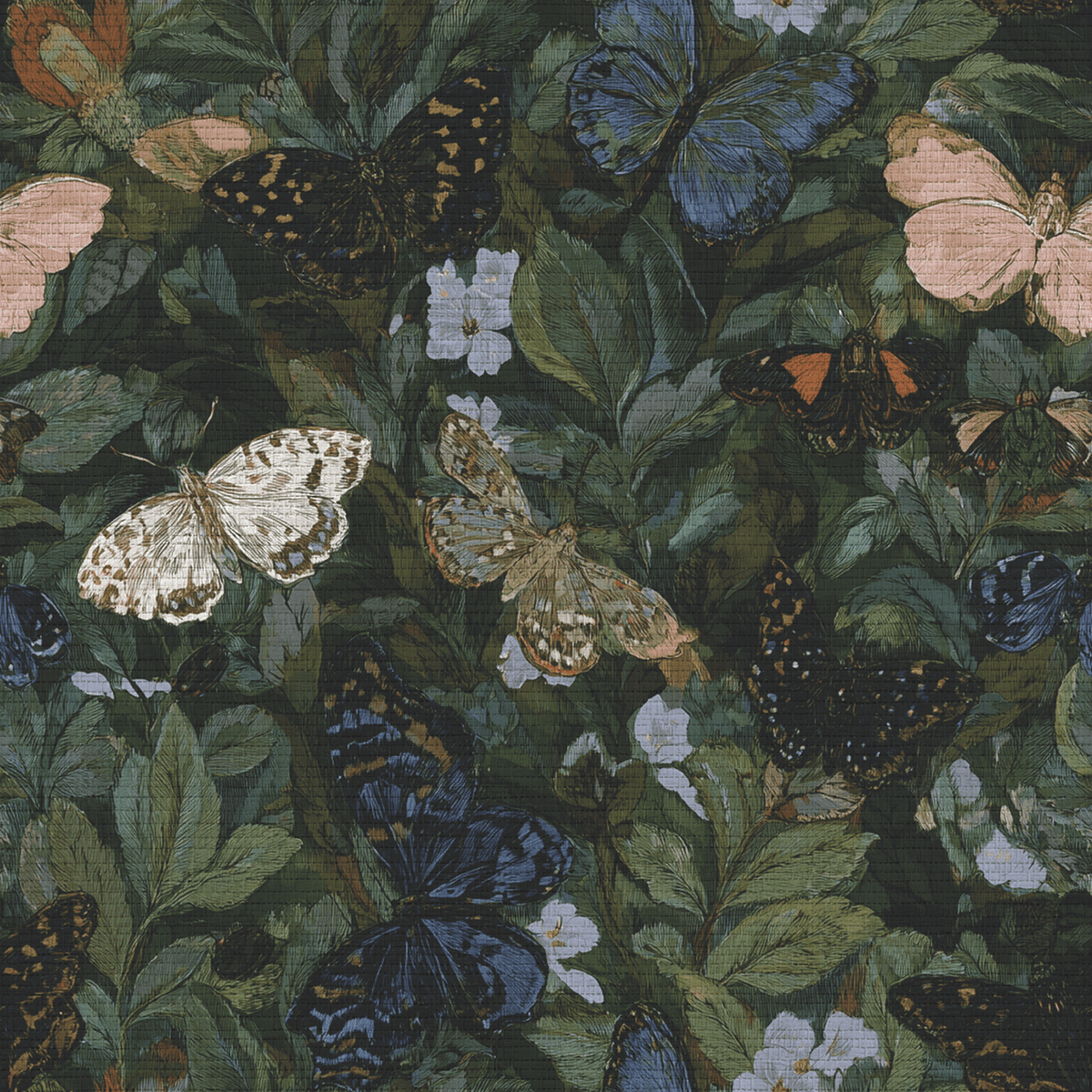 Butterfly Blooms Faux Grasscloth Wallpaper - Painted Paper