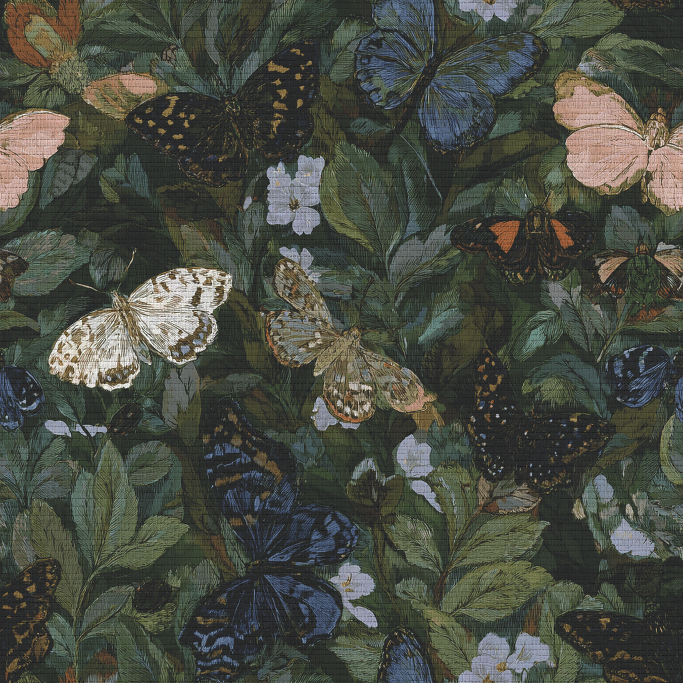 Butterfly Blooms Faux Grasscloth Wallpaper