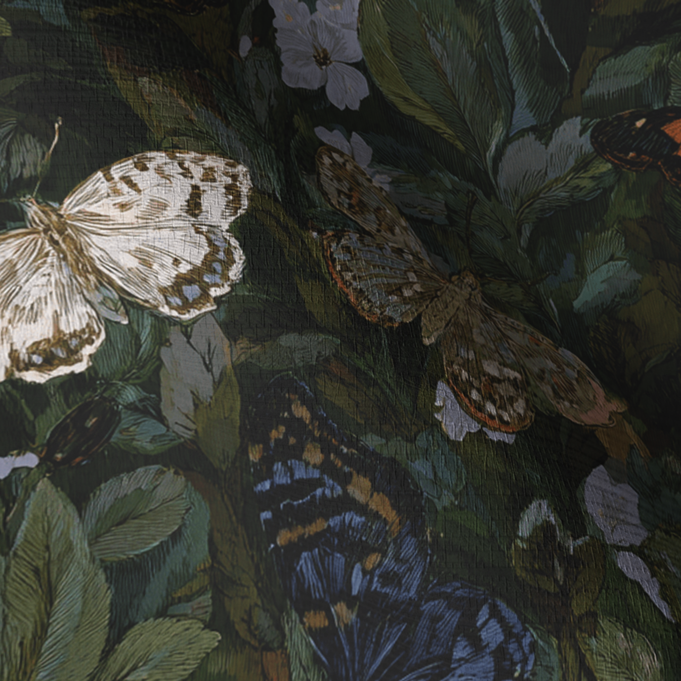 Butterfly Blooms Faux Grasscloth Wallpaper
