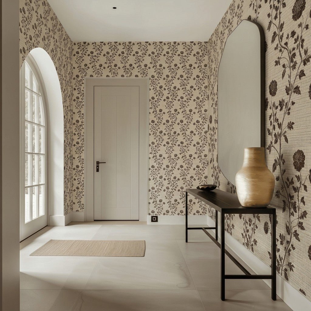 Camden Vine Faux Grasscloth Wallpaper - Painted Paper