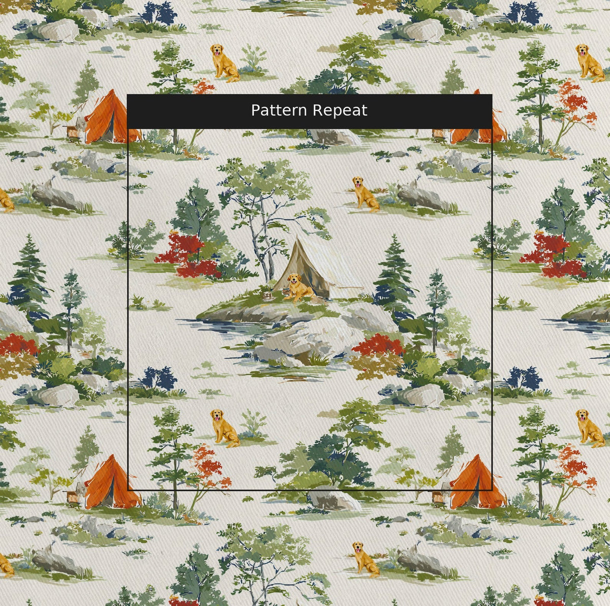 Camping Retriever - Fabric - Painted Paper