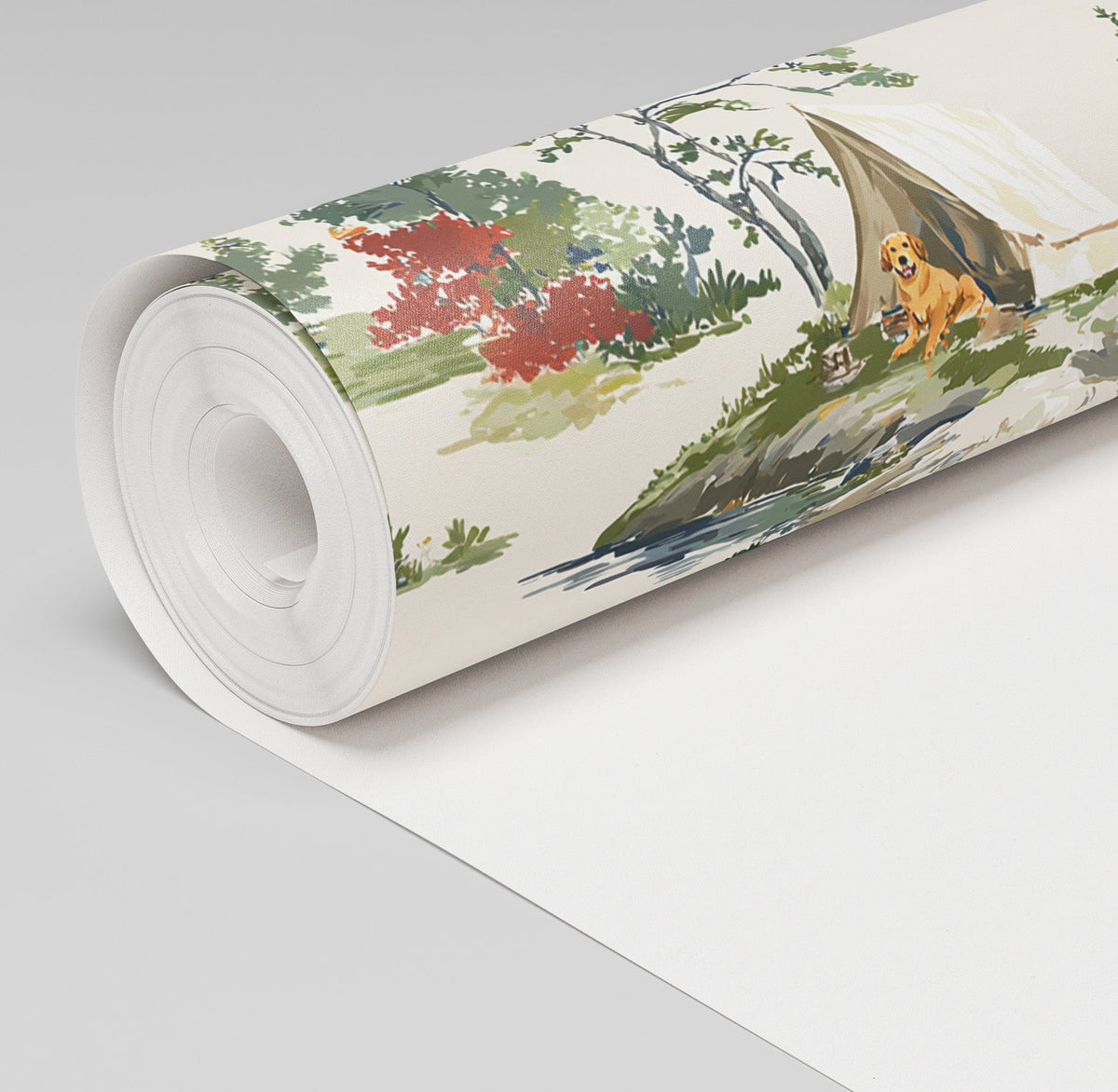 Camping Retriever Wallpaper - Painted Paper