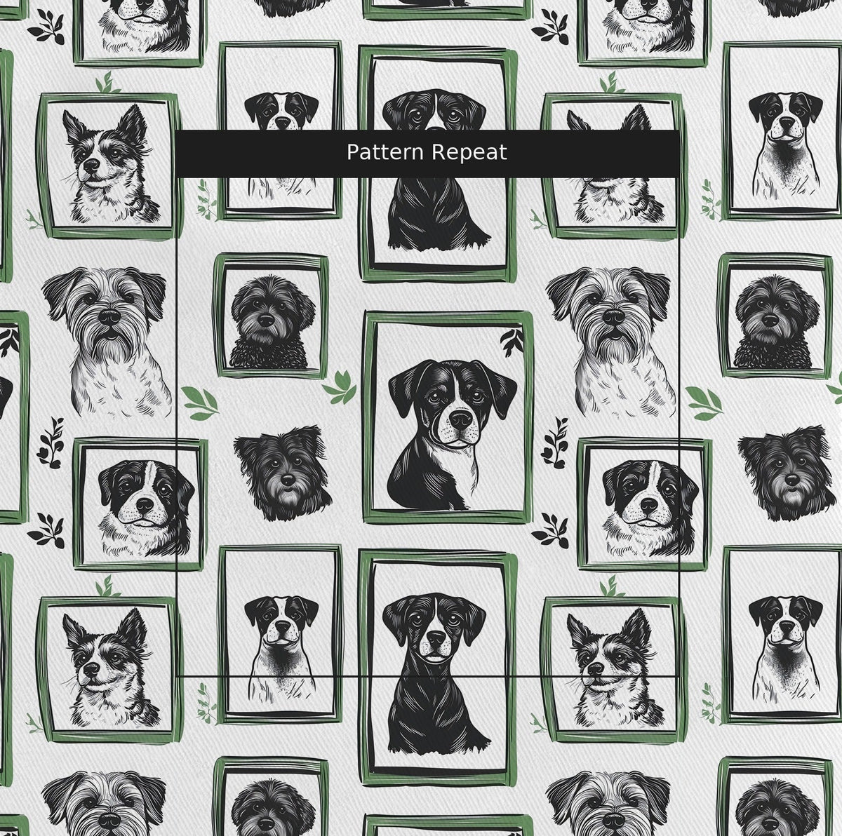 Canine Cameos - Fabric - Painted Paper