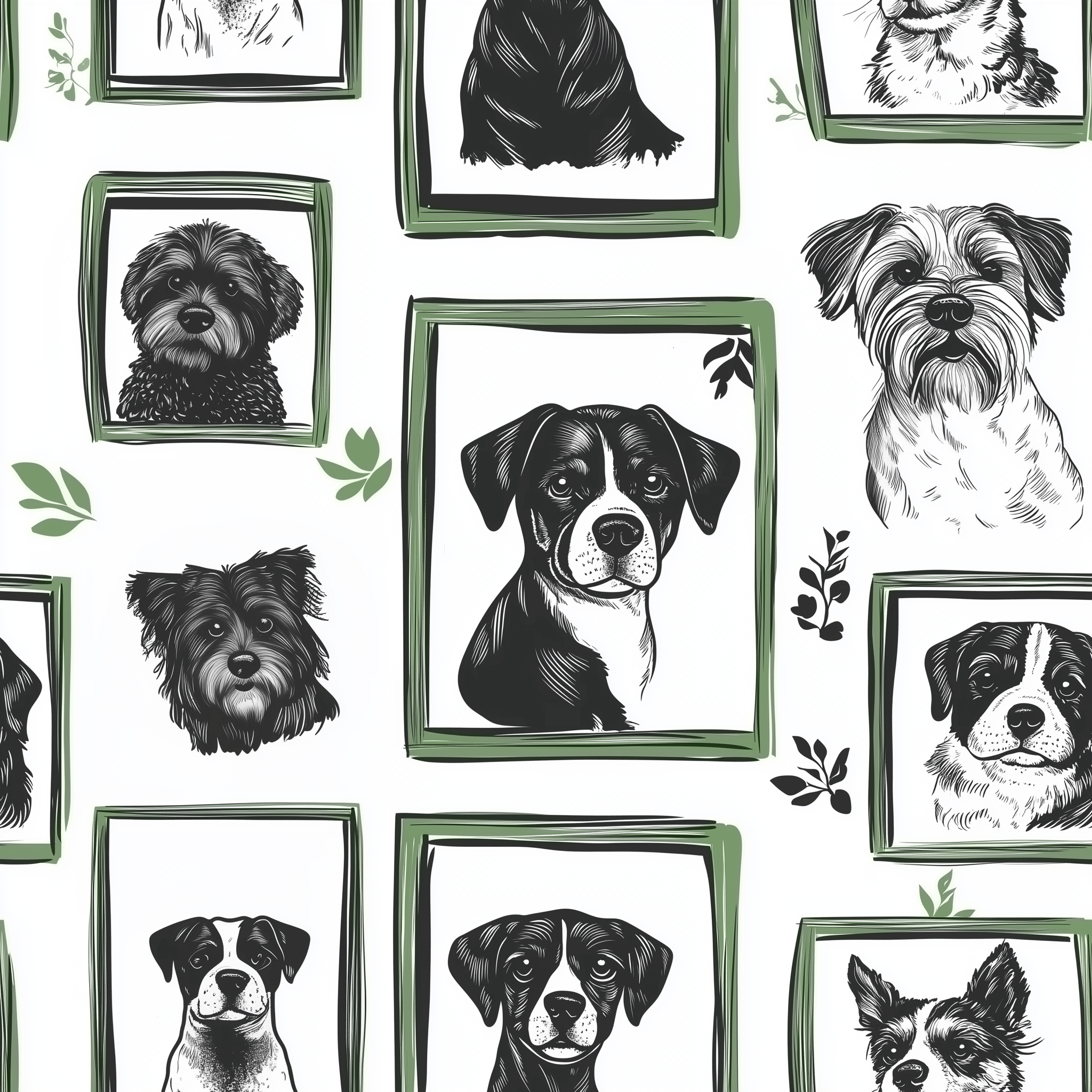 Canine Cameos Wallpaper - Painted Paper